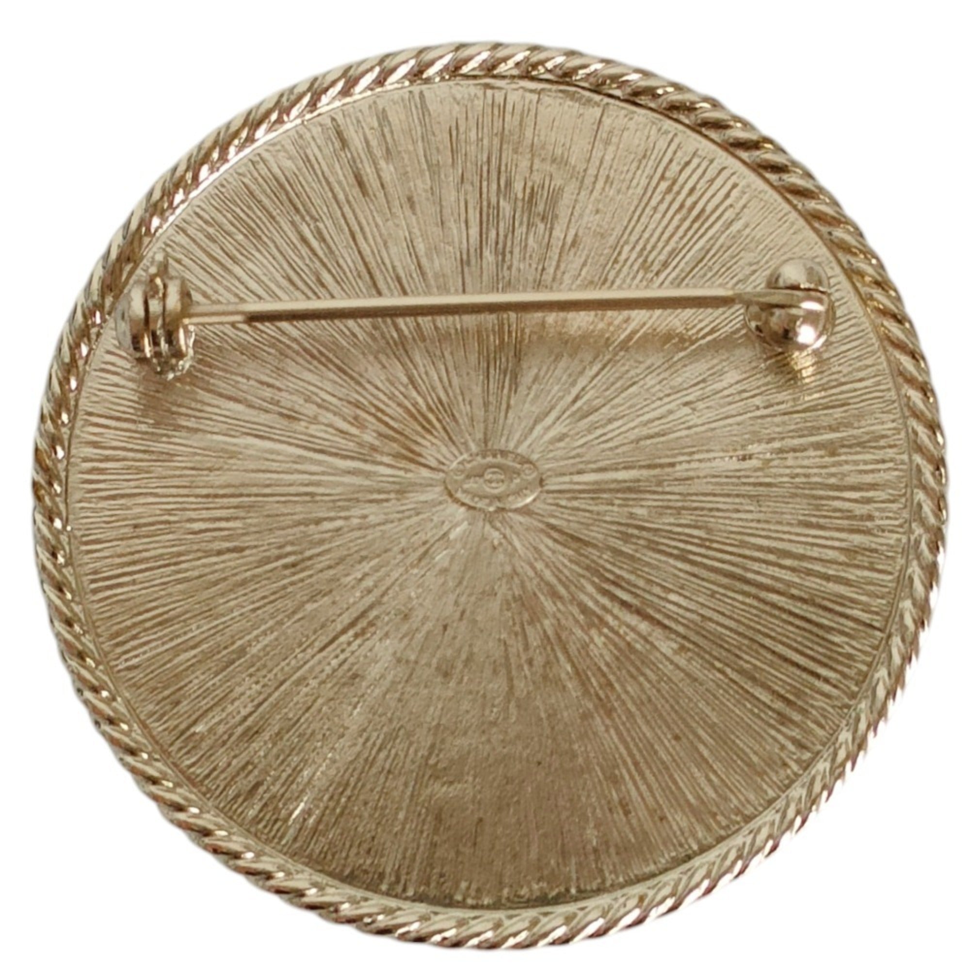 CHANEL B17P Pearl Motif Pin Brooch with Box, Gold Color, Women's — Like New