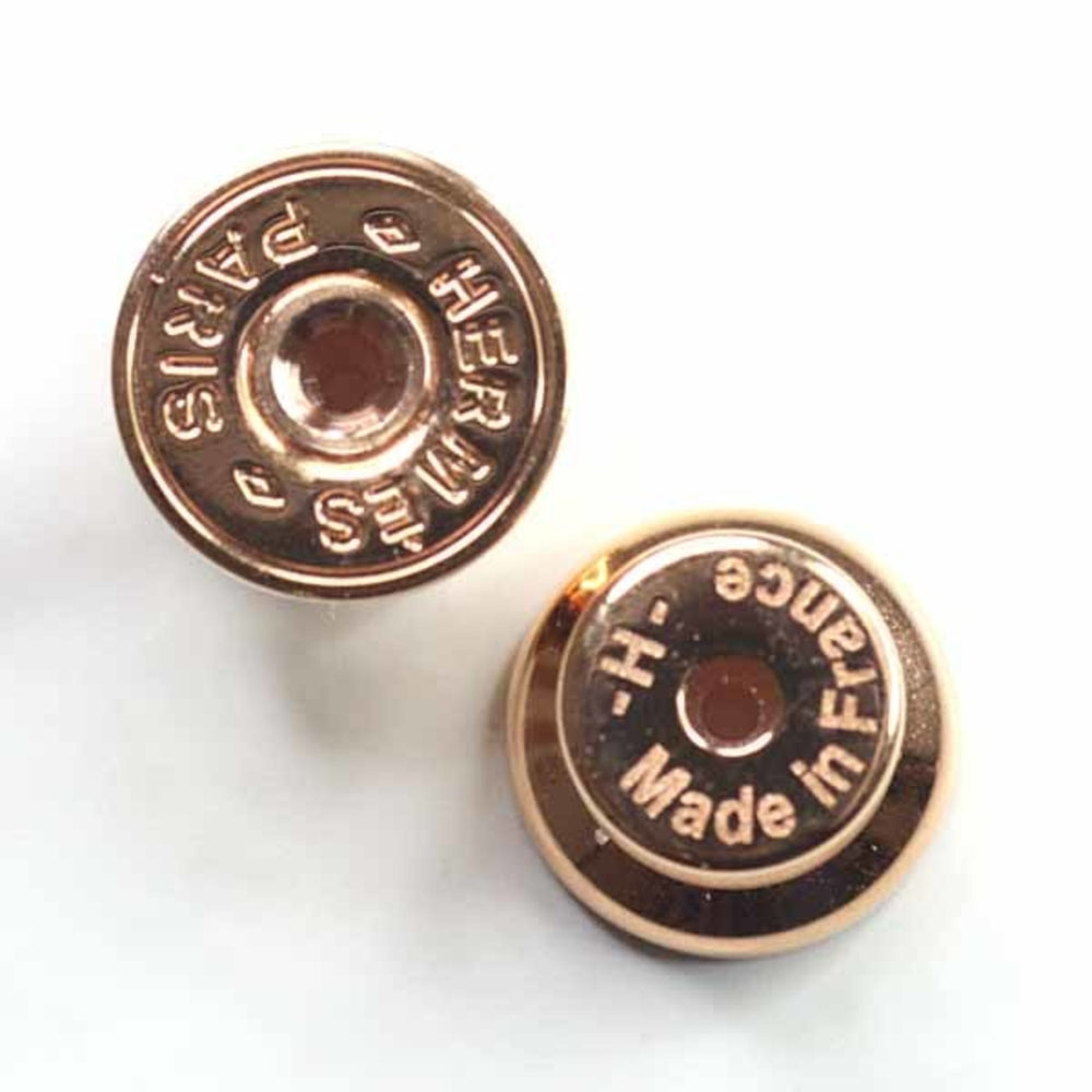 Hermes HERMES Earrings "Mini Pop H" Ash Lacquer Metal Rose Dragee Golden Unused — New - Store Return