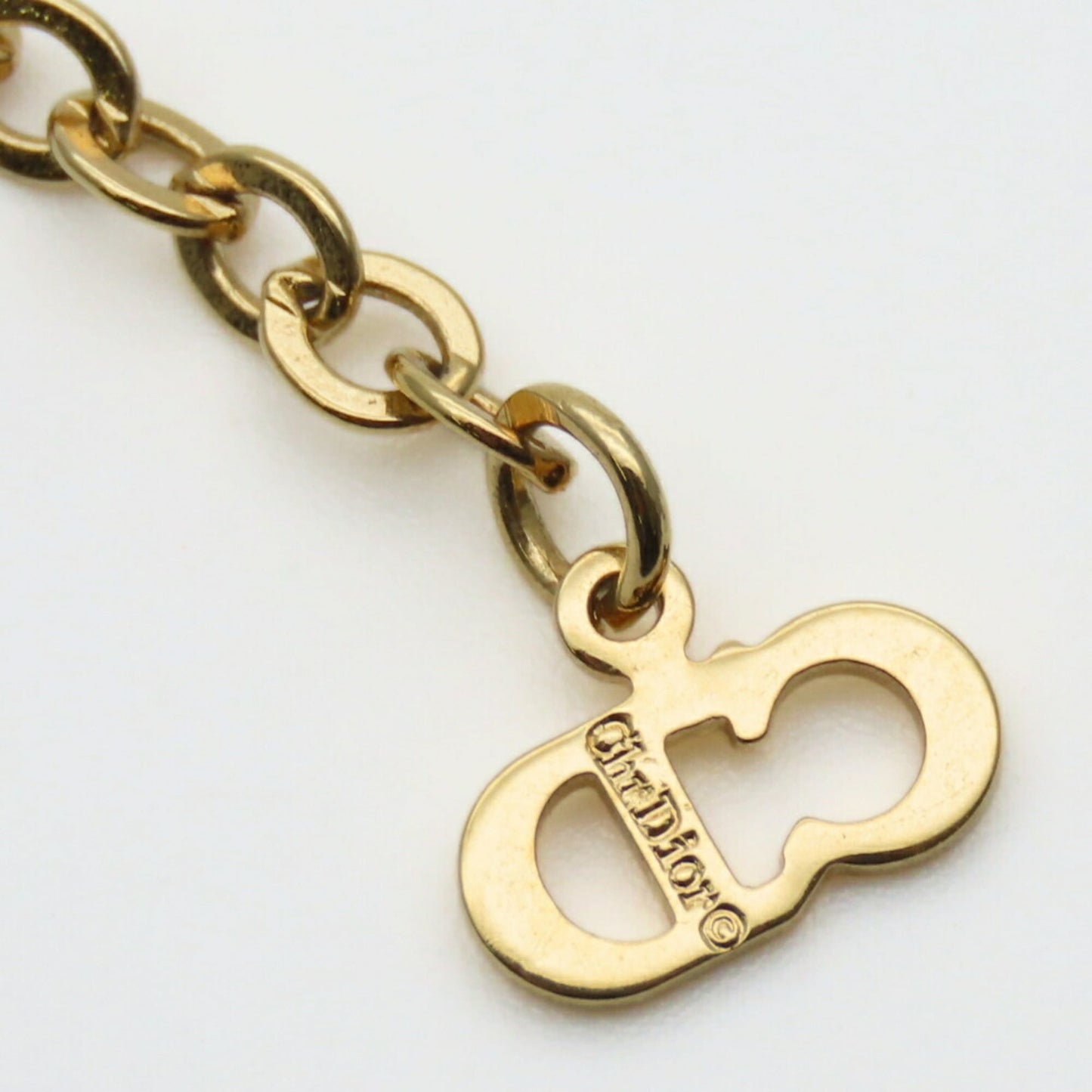 Christian Dior Necklace Emblem Metal Gold Plated GP Women's