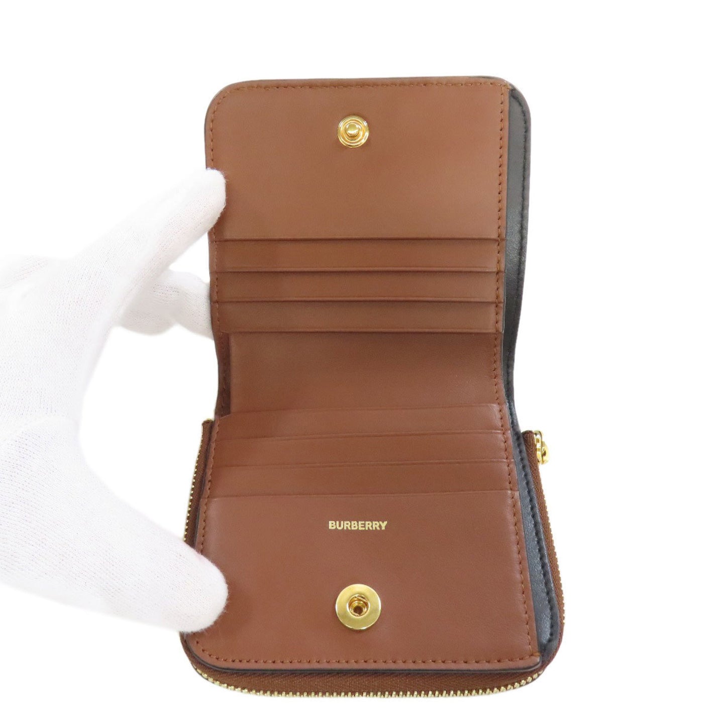 Burberry TB logo pattern bifold wallet leather women's BURBERRY