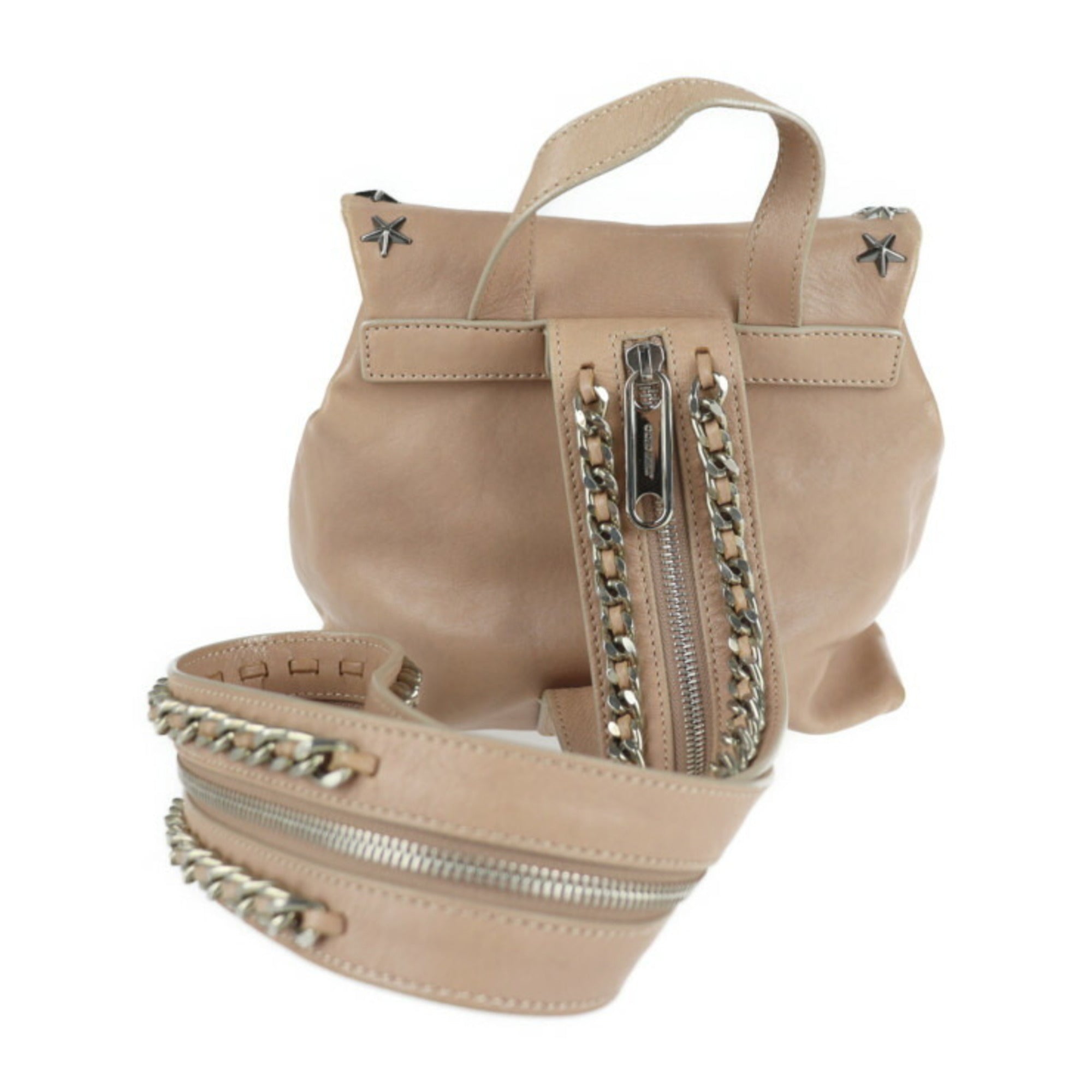 JIMMY CHOO Jimmy Choo SUKI Suki Backpack Daypack Leather Pink Beige 2WAY One Shoulder Bag Mini Star Studs
