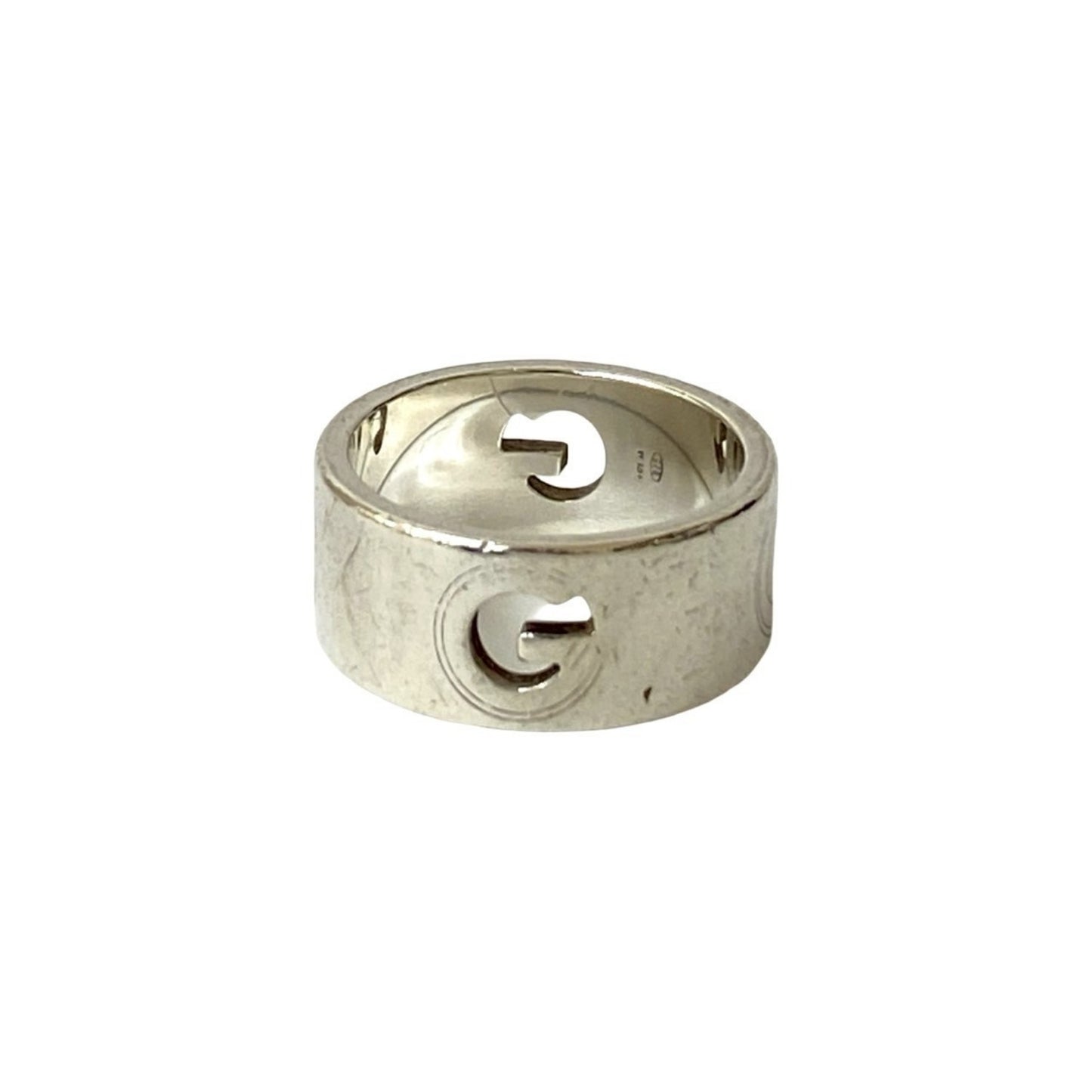 GUCCI G Logo Cutout Ring, 925 Sterling Silver, Men's Accessory, 60302