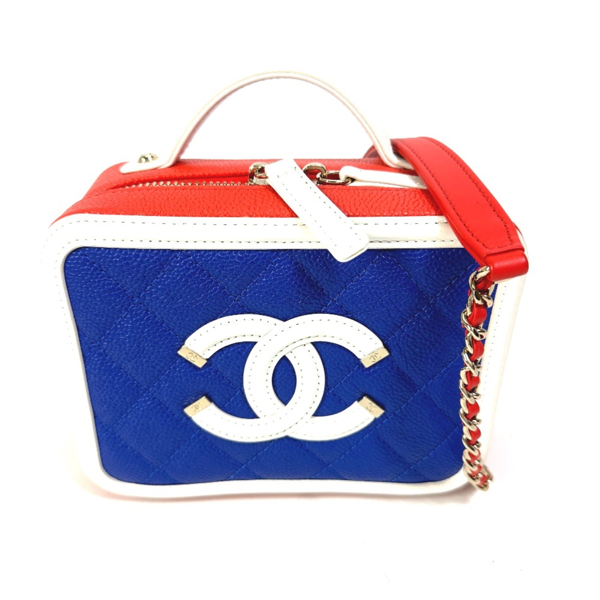 Chanel A93342 CC Mark Tricolor Shoulder Bag Red — Like New