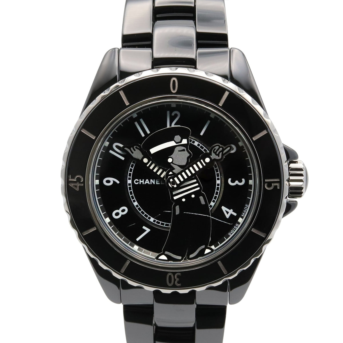 Chanel Mademoiselle J12 La Pausa Ceramic Men's Watch, Black, Model H7609 — Very Good