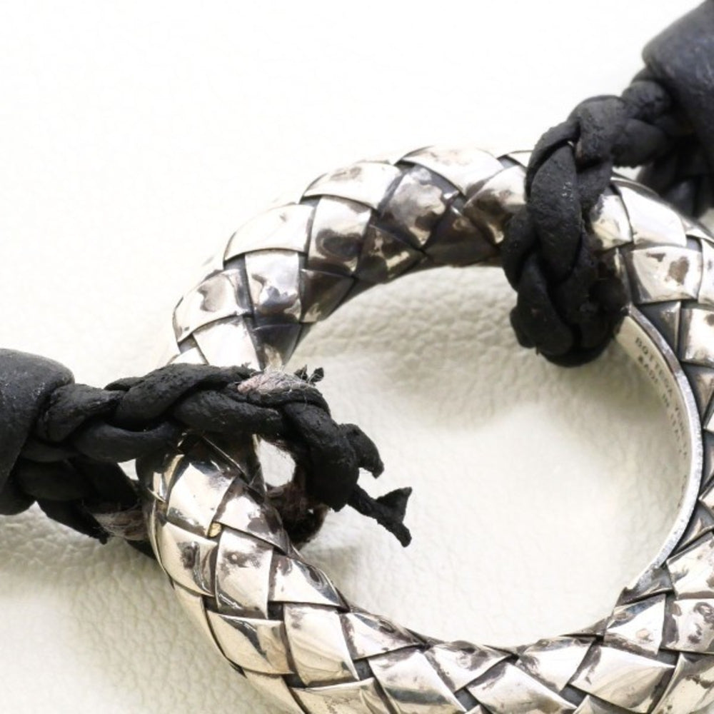 Bottega Veneta Intrecciato Circle Silver Leather Necklace Total weight approx. 16.6g 56cm — Like New