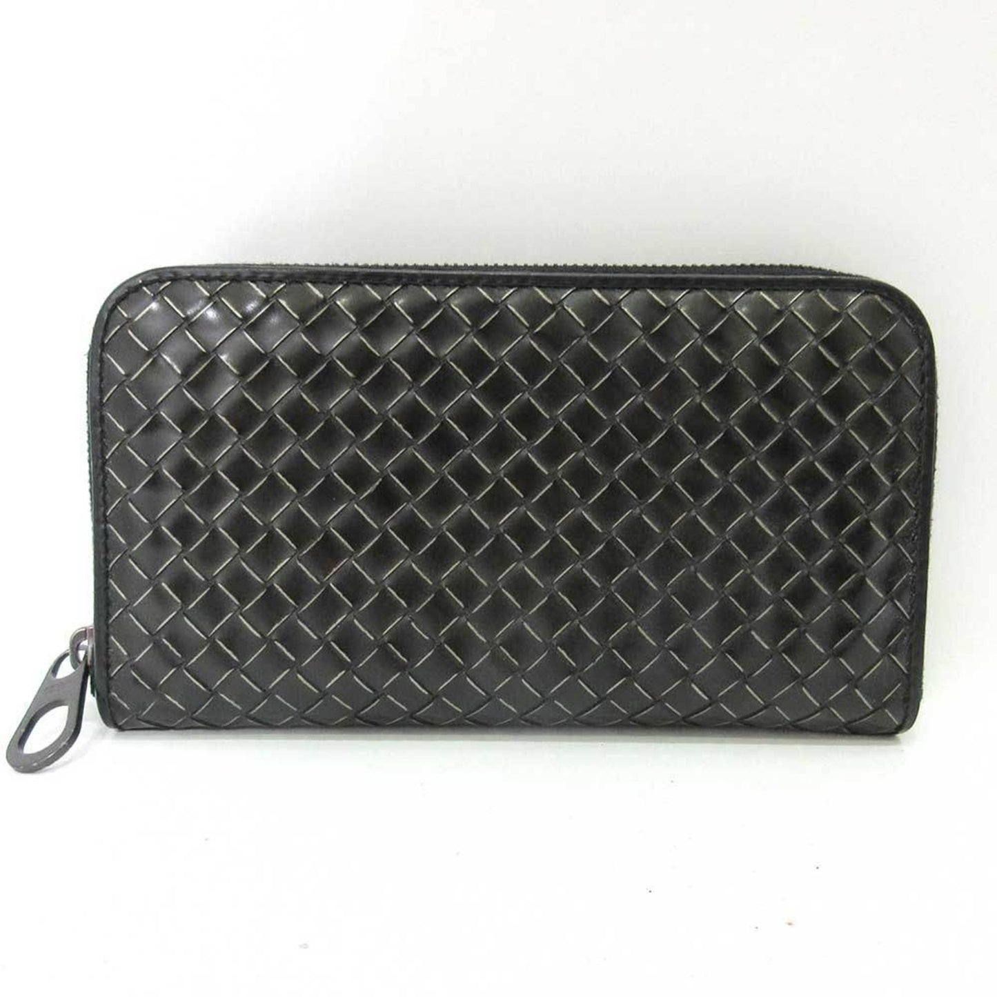 Bottega Veneta Wallet Long Round Zipper Black Intrecciato Men's Women's Enamel x Leather 114076 BOTTEGAVENETA