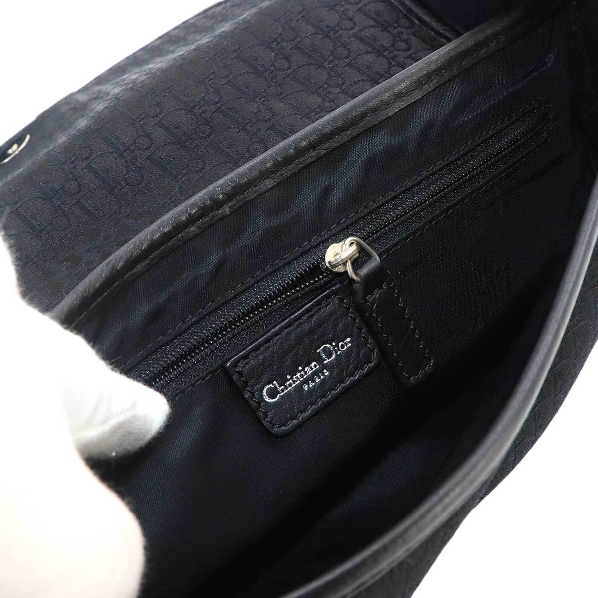 Christian Dior Trotter Street Chic Shoulder Handbag, Canvas and Leather, Black/Navy — Like New