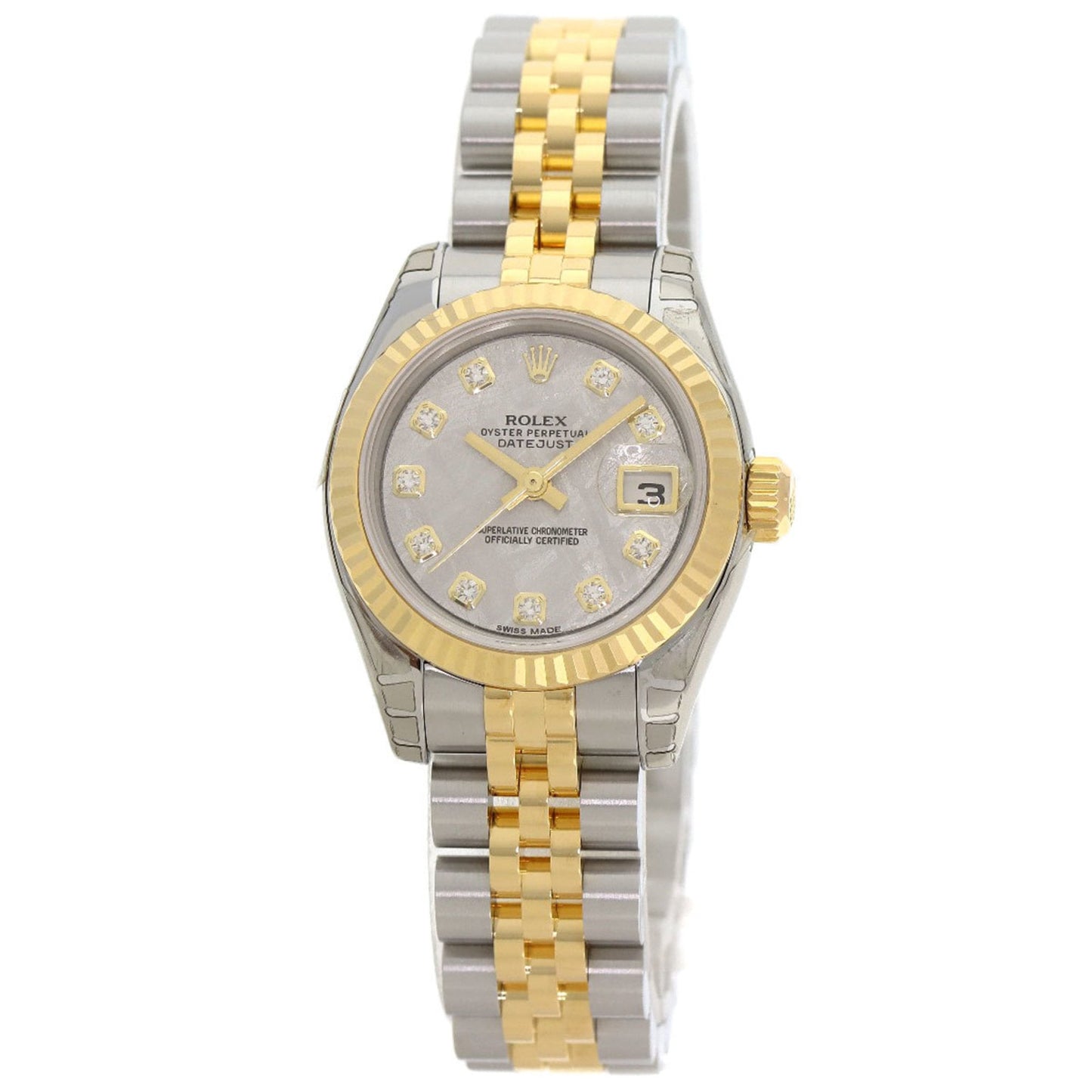 Rolex 179173G Datejust 10P Diamond Watch in Stainless Steel SSx18KYG (18KYG) for Women