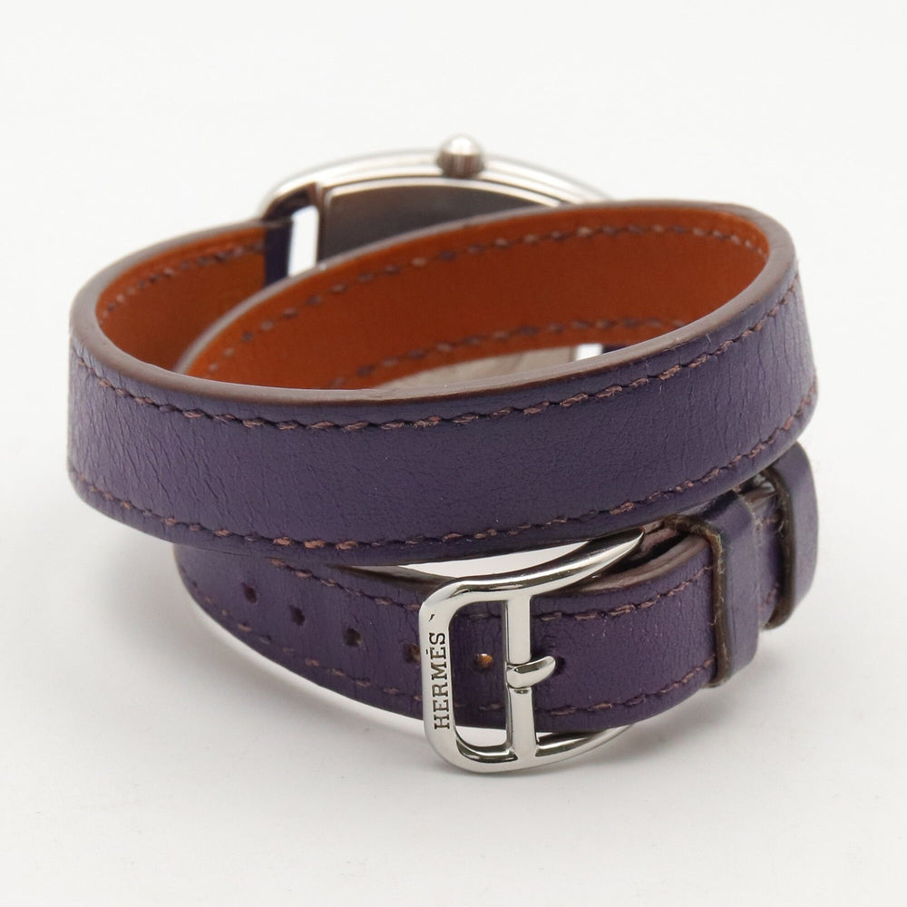 Hermes Cape Cod Tonneau Double Tour Watch, Stainless Steel, Leather Strap, Women's, White (CT1.210) — Very Good