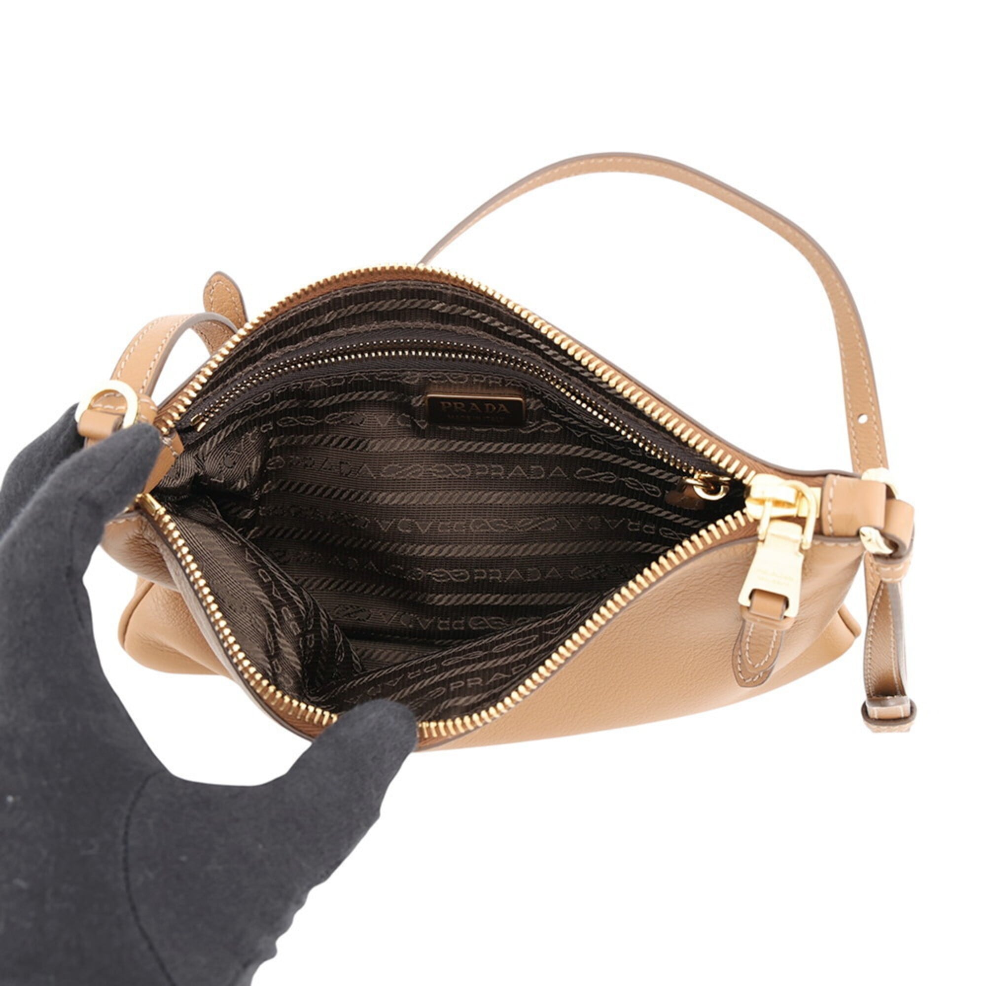 Prada Shoulder Bag Triangle Soft Grain Leather 1BC238 PRADA Handbag — Like New