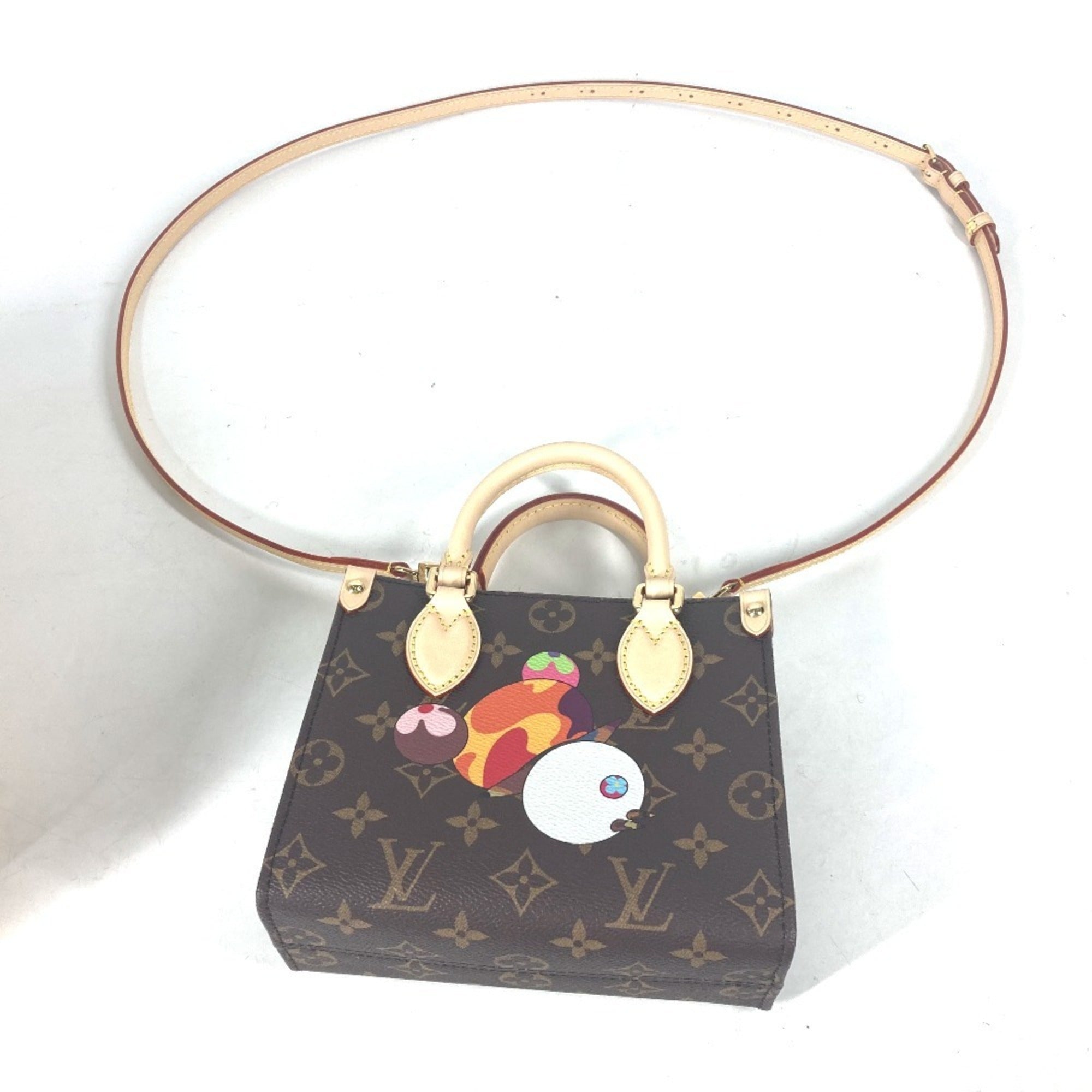LOUIS VUITTON M13668 LV x TM On the Go BB Monogram Takashi Murakami Handbag Canvas Men's Women's Brown — New - Store Return