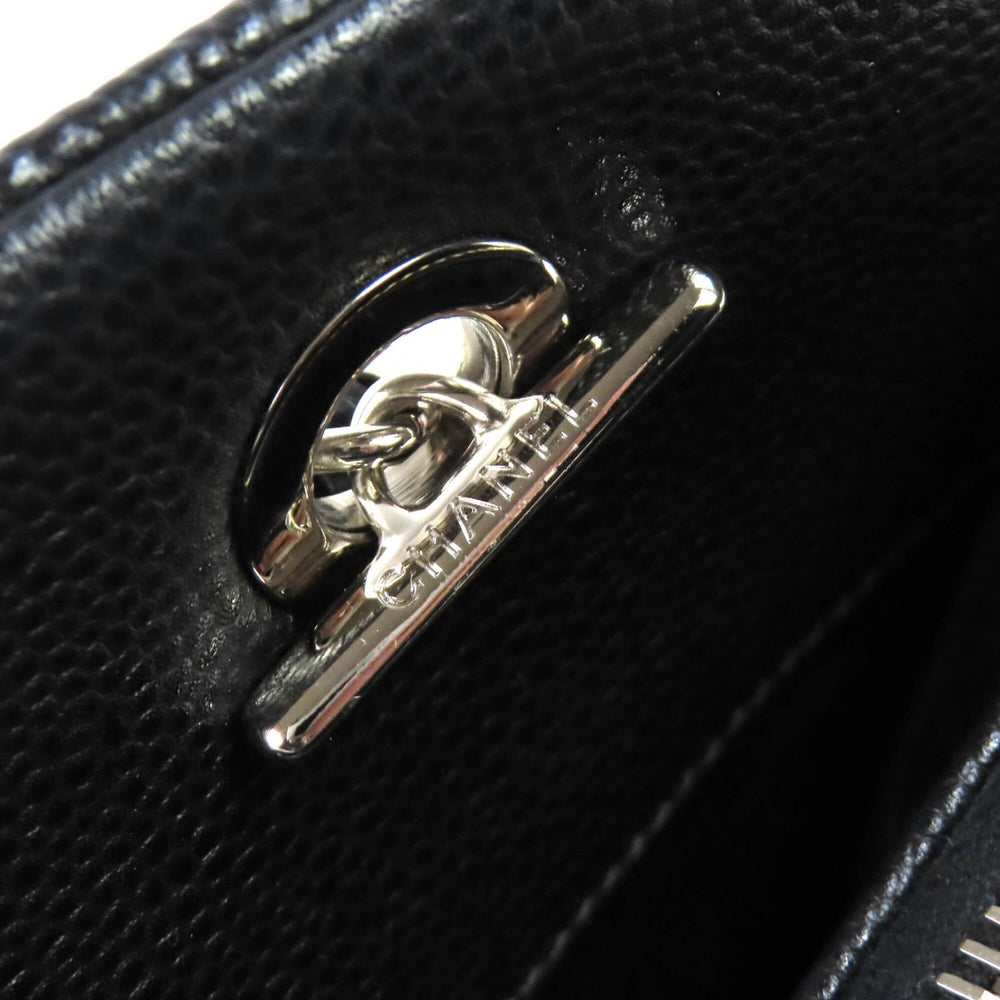 CHANEL A67294 Caviar Skin Coco Mark Matelassé Chain Tote Bag, Black with Silver Hardware, Comes Dust Made in Italy, Women's, Very Popular, Highly Recommended ◎ — Like New