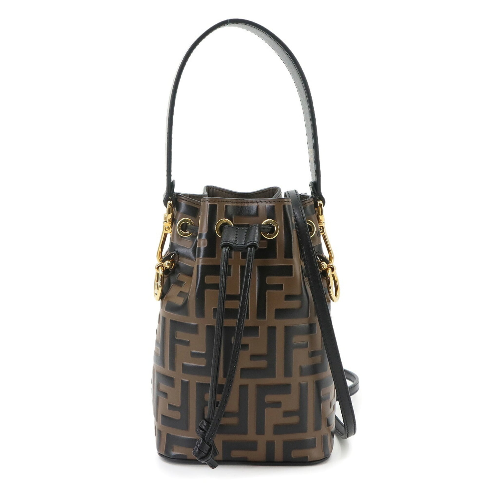 Fendi Zucca Mon Tresor 2-way Hand/Shoulder Handbag, Leather, Brown/Black, 8BS010, Gold Hardware — Like New