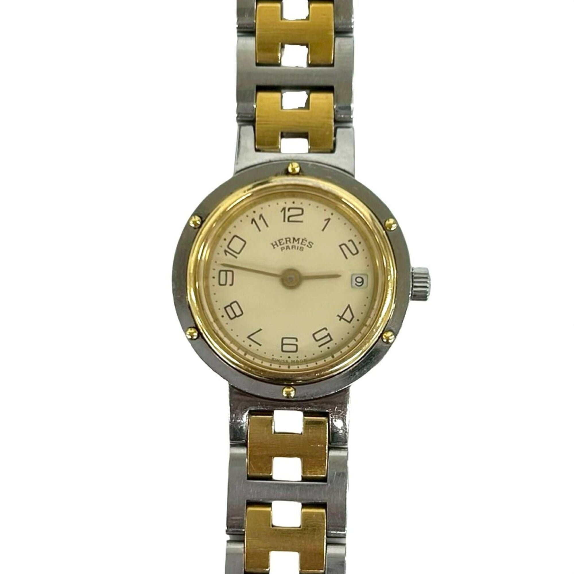 HERMES Vintage Clipper Stainless Steel GP Quartz Wristwatch, Silver/Gold, 29221 — Good