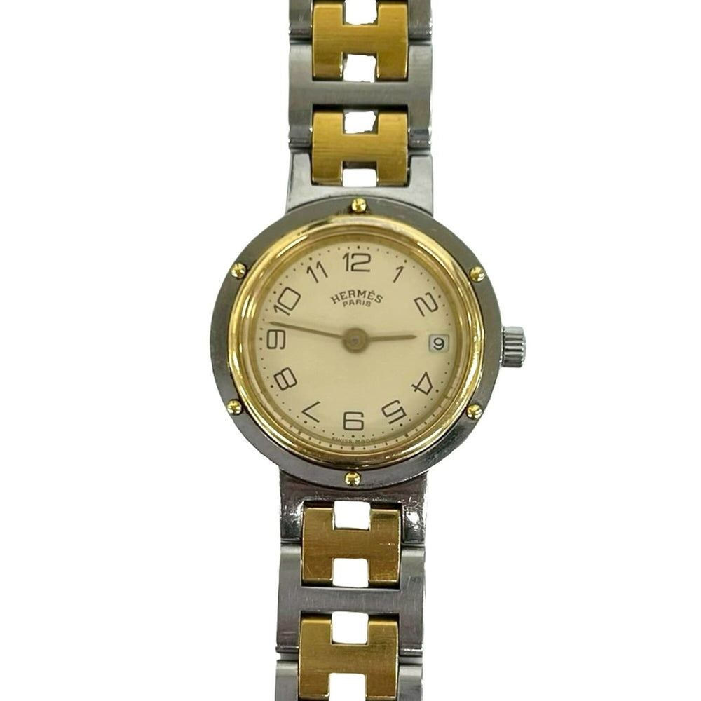 HERMES Vintage Clipper Stainless Steel GP Quartz Wristwatch, Silver/Gold, 29221 — Good