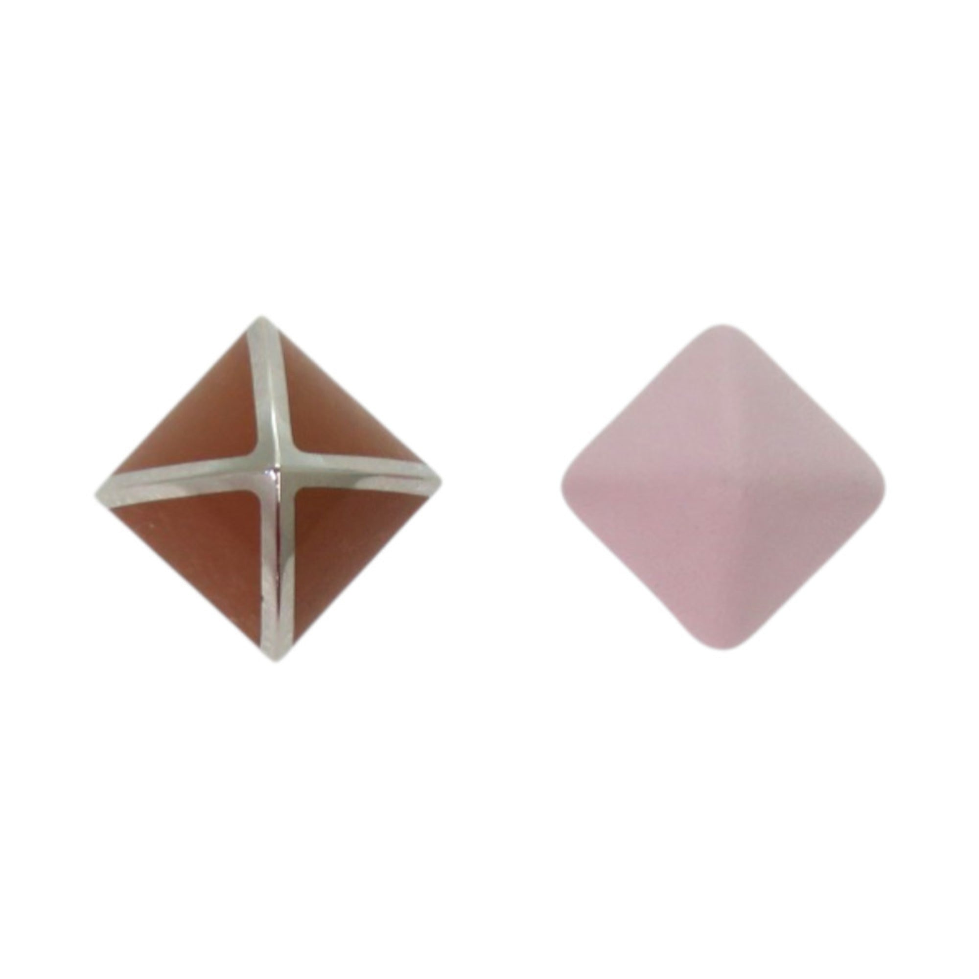 Like new Hermes Medorgaine metal and leather mauve pale earrings 0513 — Like New