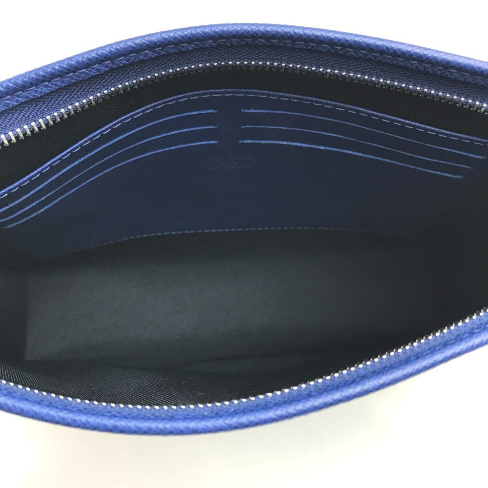 LOUIS VUITTON M30399 Taiga Pochette Voyage MM Clutch Bag/Pouch/Second Bag in Leather, Men's, Cobalt Blue — Like New