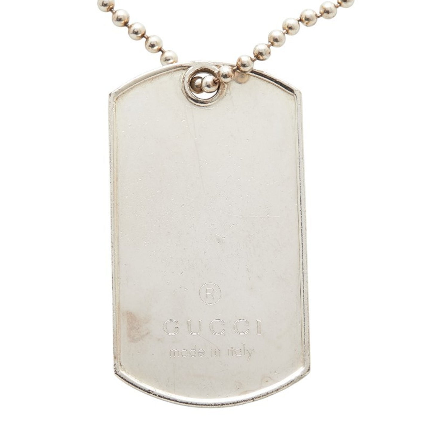 Gucci Dog Tag ID Necklace with Ball Chain, SV925 Silver, Women's