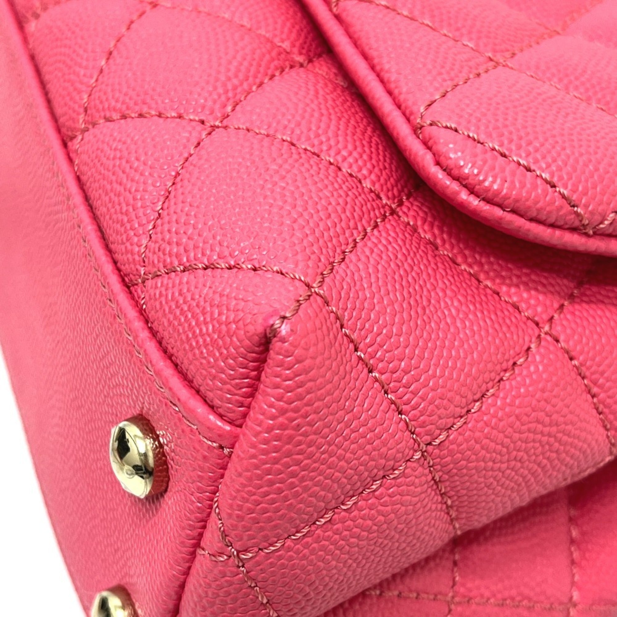 CHANEL AS2215 Coco Handle XXS/Coco 19 2-Way Handbag, Caviar Skin, Coral Pink, Like New — Like New