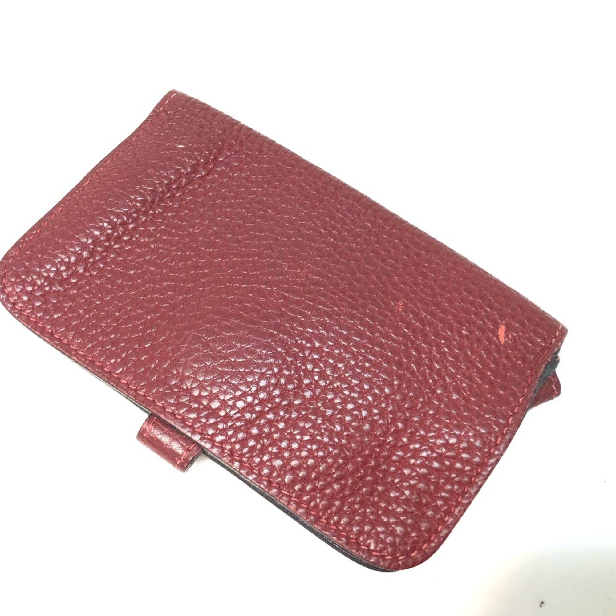 HERMES Dogon Coin Purse Wallet/Coin Case Togo Women's Red Rouge H