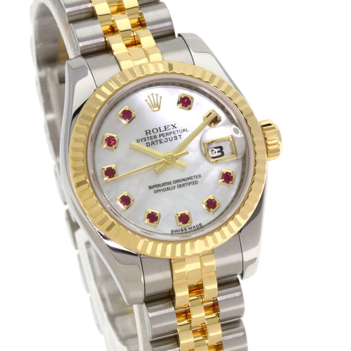 Rolex 179173NGR Datejust 10-Piece Ruby Watch in Stainless Steel (SSx18KYG) for Women