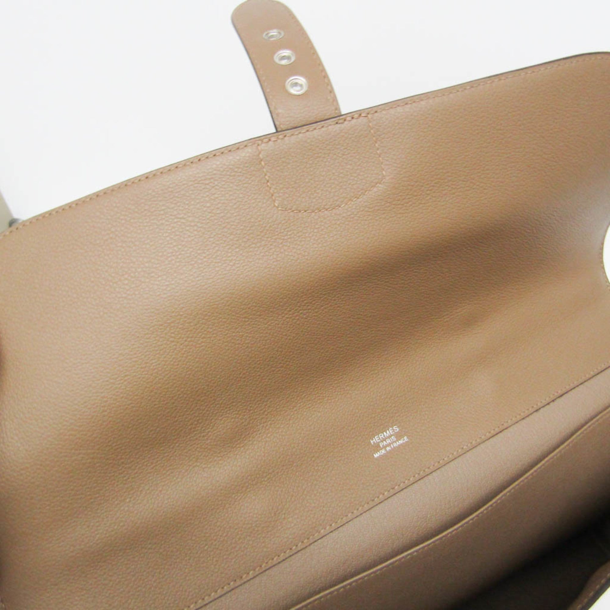 Hermes Sac A Depeche Men's Taurillon Clemence Leather Briefcase,Document Case Etoupe Gray — Like New