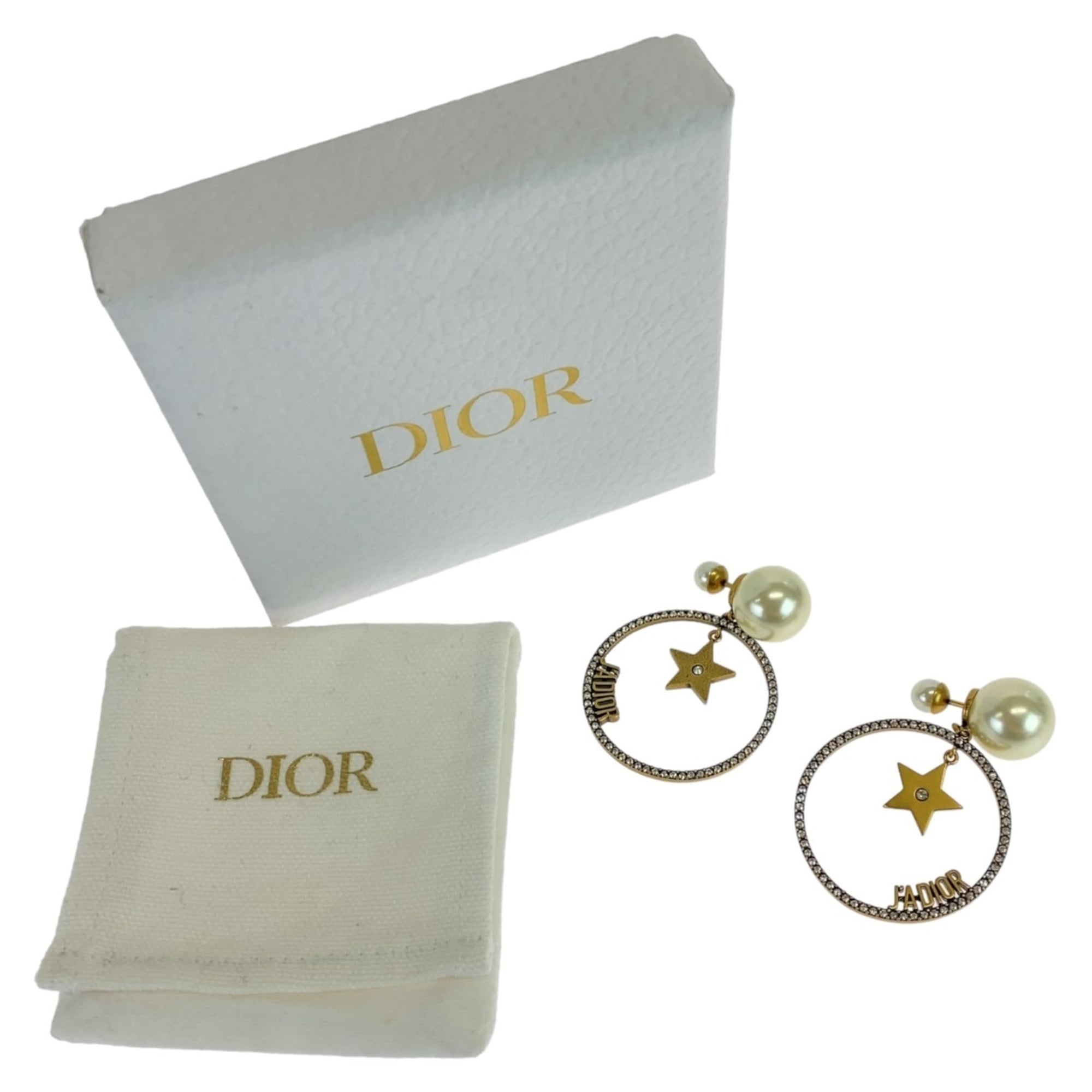 Christian Dior Dior JA DIOR Gold Faux Pearl Metal Earrings for Women