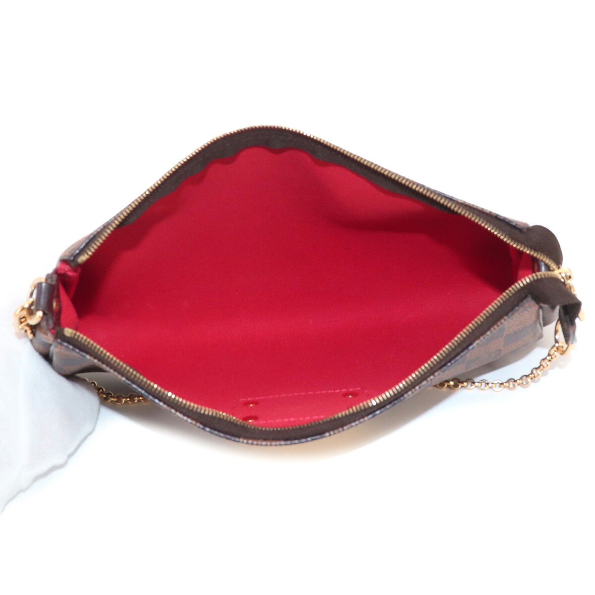 Louis Vuitton Damier Eva 2-way Hand/Shoulder Handbag, Ebene N52213, Gold Hardware — Like New