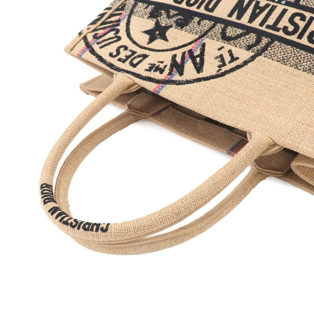 Christian Dior Book Tote Medium, Union Motif Handbag, Jute Canvas, Beige, M1296ZRUW — Like New