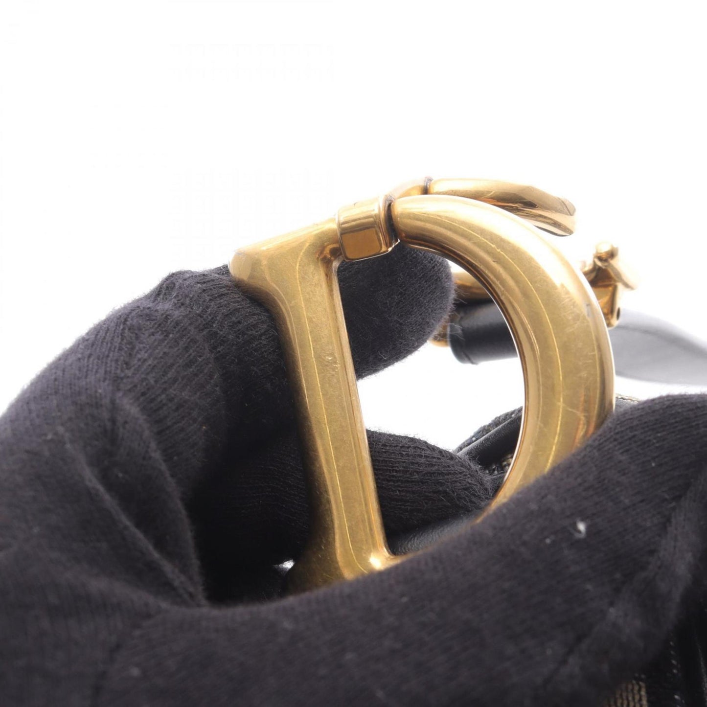 Christian Dior Dior Saddlebag, Oblique Jacquard Handbag, Canvas and Leather, Women's, Ivory Navy