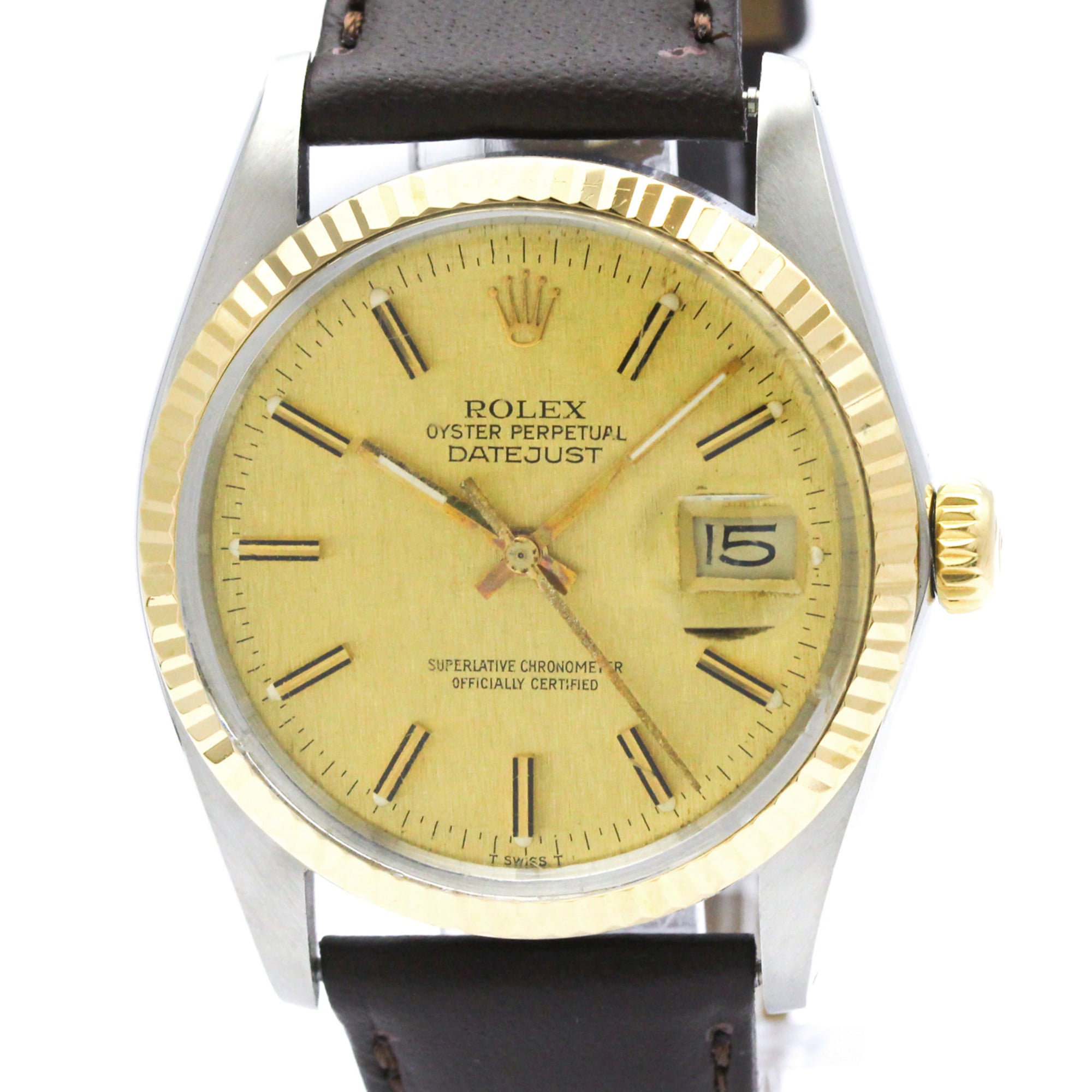 ROLEX Datejust 16013 18K Gold Steel Automatic Mens  Watch Polished — Very Good