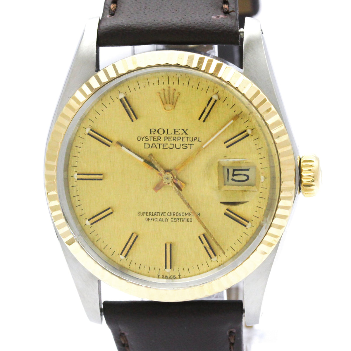 ROLEX Datejust 16013 18K Gold Steel Automatic Mens  Watch Polished — Very Good