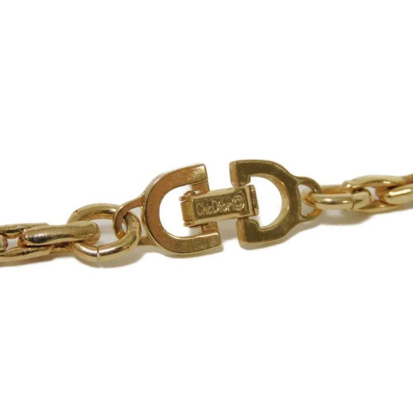 Christian Dior Dior Crystal Spiga Necklace, Long Chain, 88cm, Clear Rhinestones, GP Plated Gold, Women's