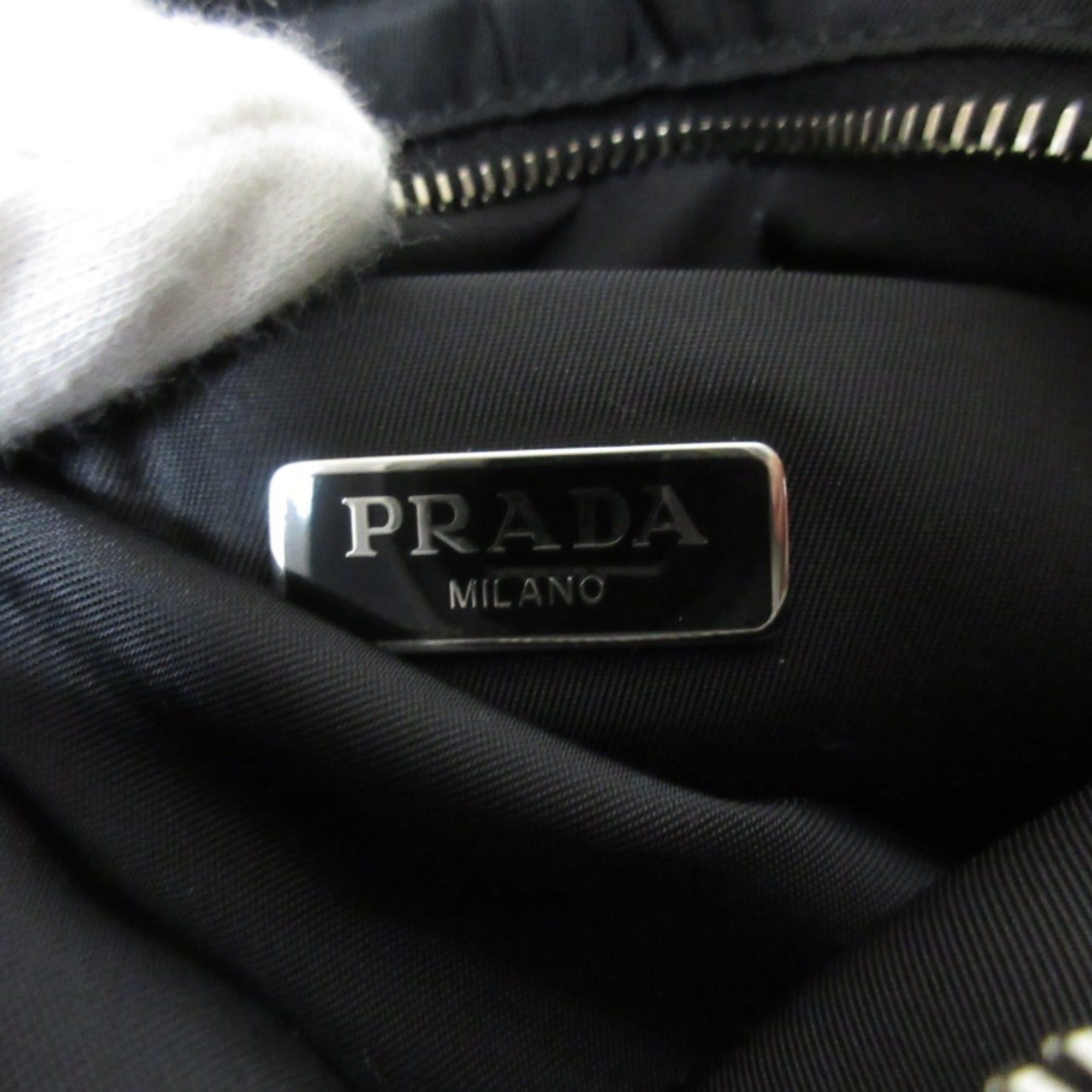 PRADA Tessuto Nylon Triangle 2-Way Chain Shoulder Bag 1BA252 Black Women's — Like New