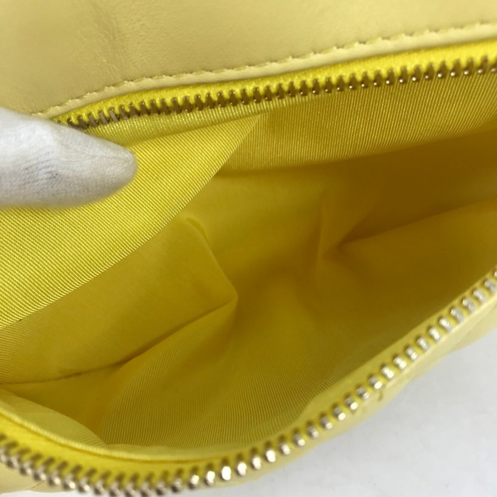 Chanel A57832 Chain Belt Bag Waist Pouch Bag Cross Quilted Matelasse body bag yellow GoldHardware — Like New