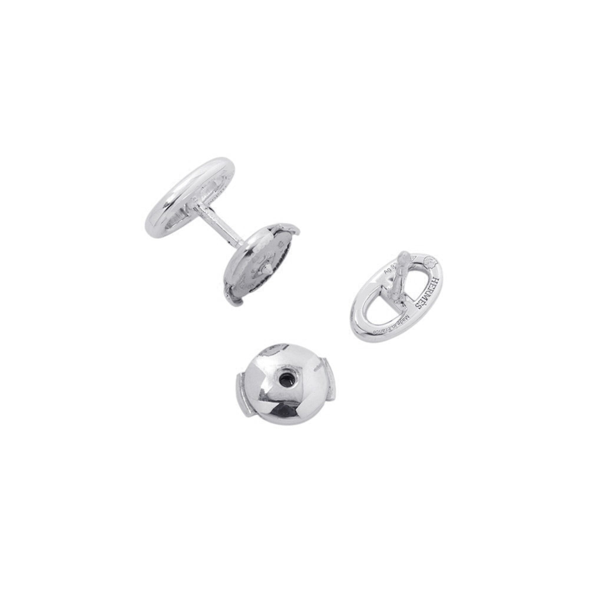 Hermes Farandole Earrings, Chaine d'Ancre Motif, TPM SV925 Silver, HERMES Stud — Like New