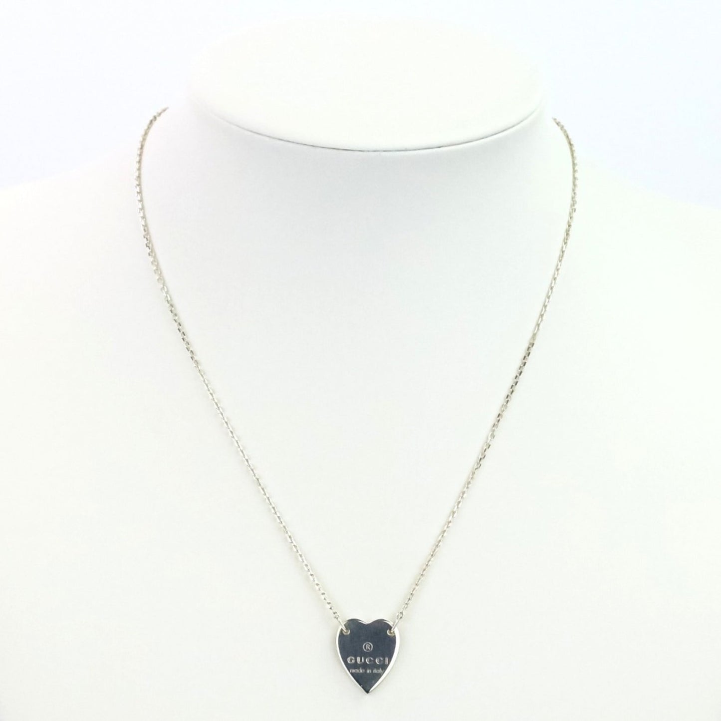 GUCCI Silver 925 Heart Motif Chain Necklace (Ag925) for Women