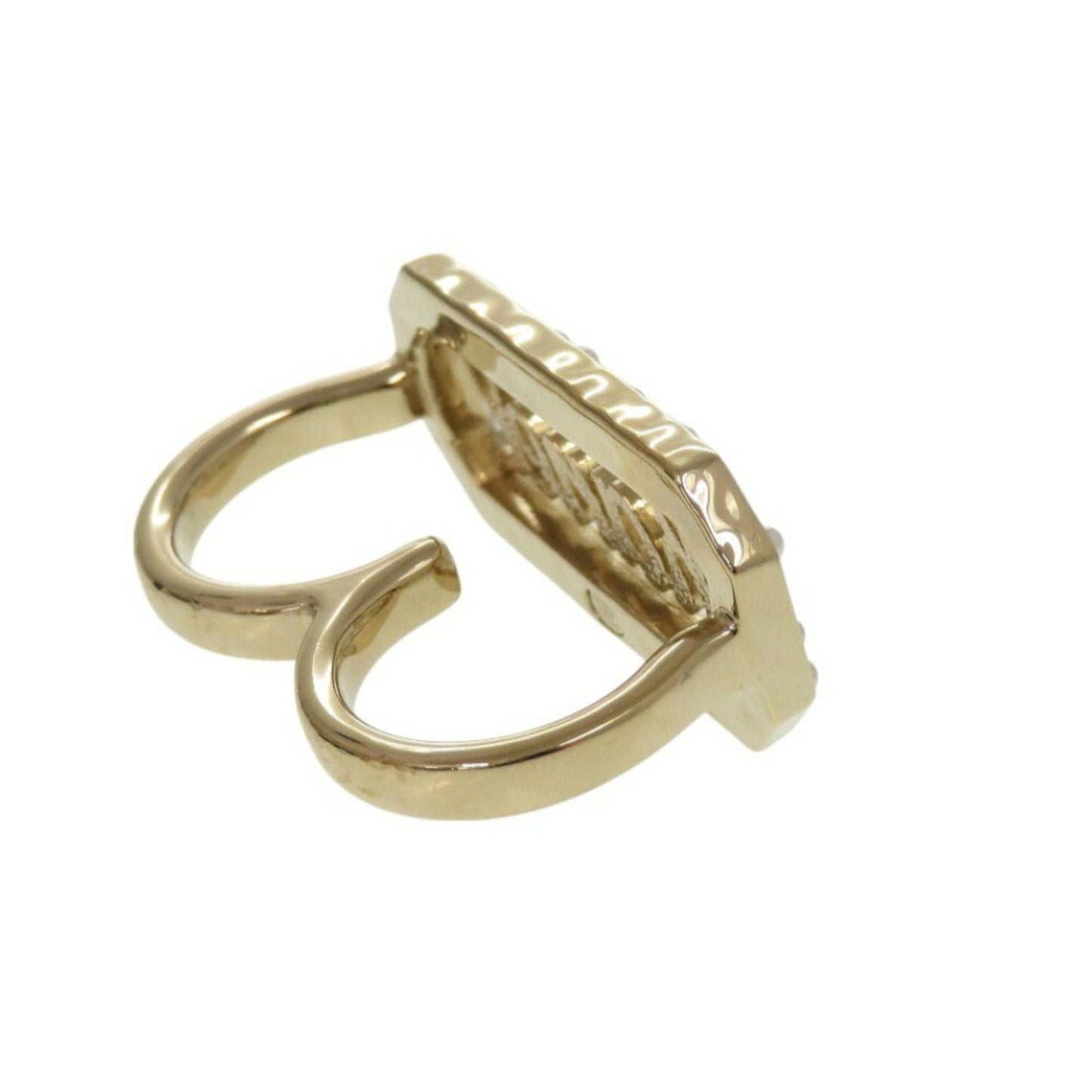 Chanel Double Finger L23B Metal Stone Faux Pearl Gold Ring 1183CHANEL
