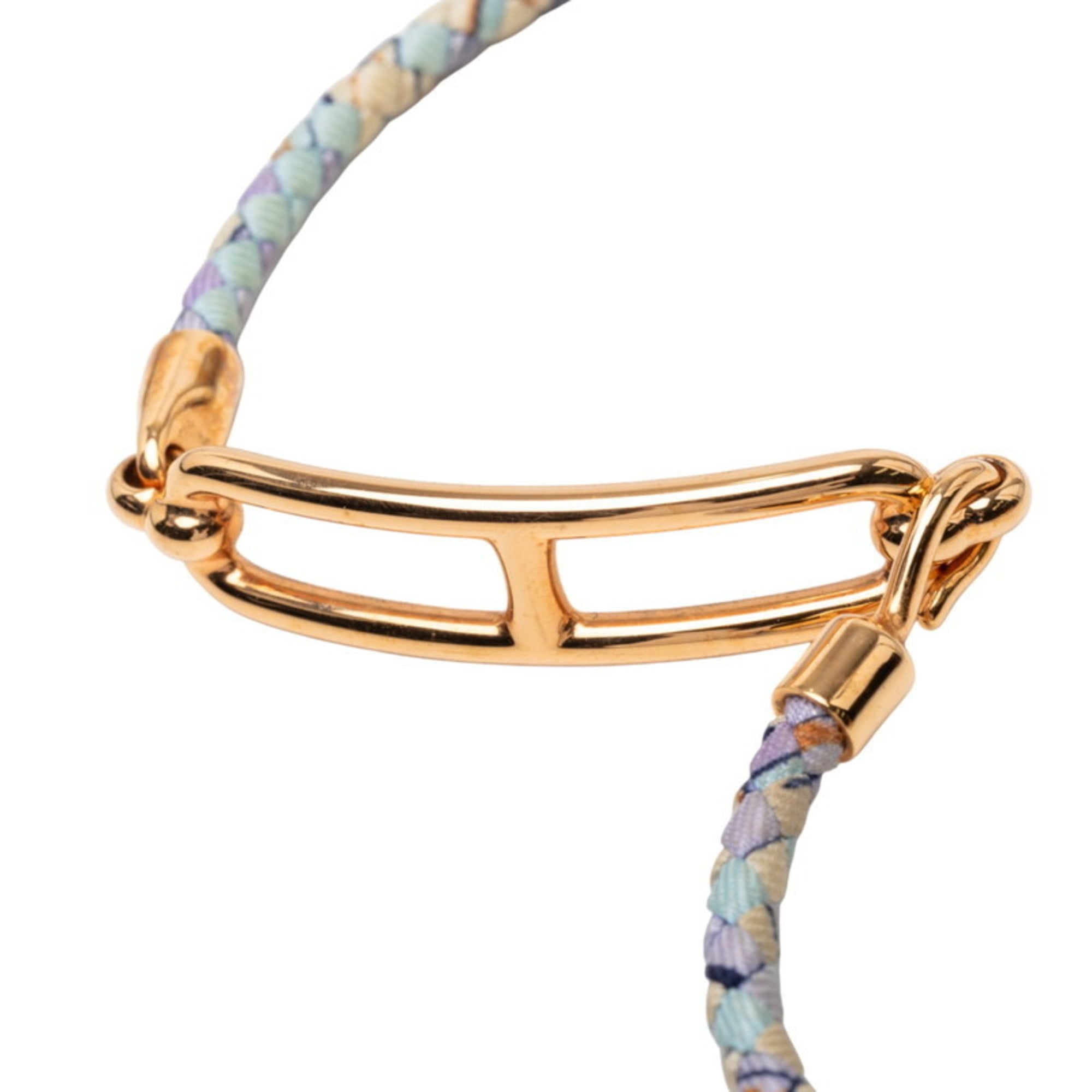 Hermes Hermès Luli Double Tour Bracelet in Gold and Multicolored Silk with Plated Finish for Women
