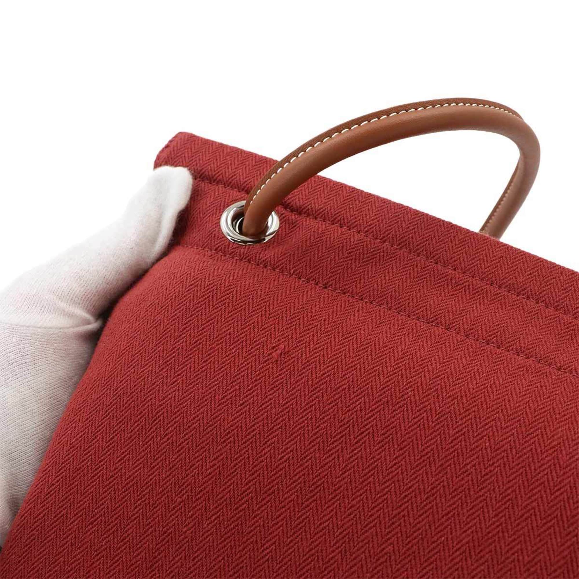 Hermes Sac Aline MM Shoulder Handbag, Toile Chevron Swift Leather, Rouge H Gold, B Stamp — Like New