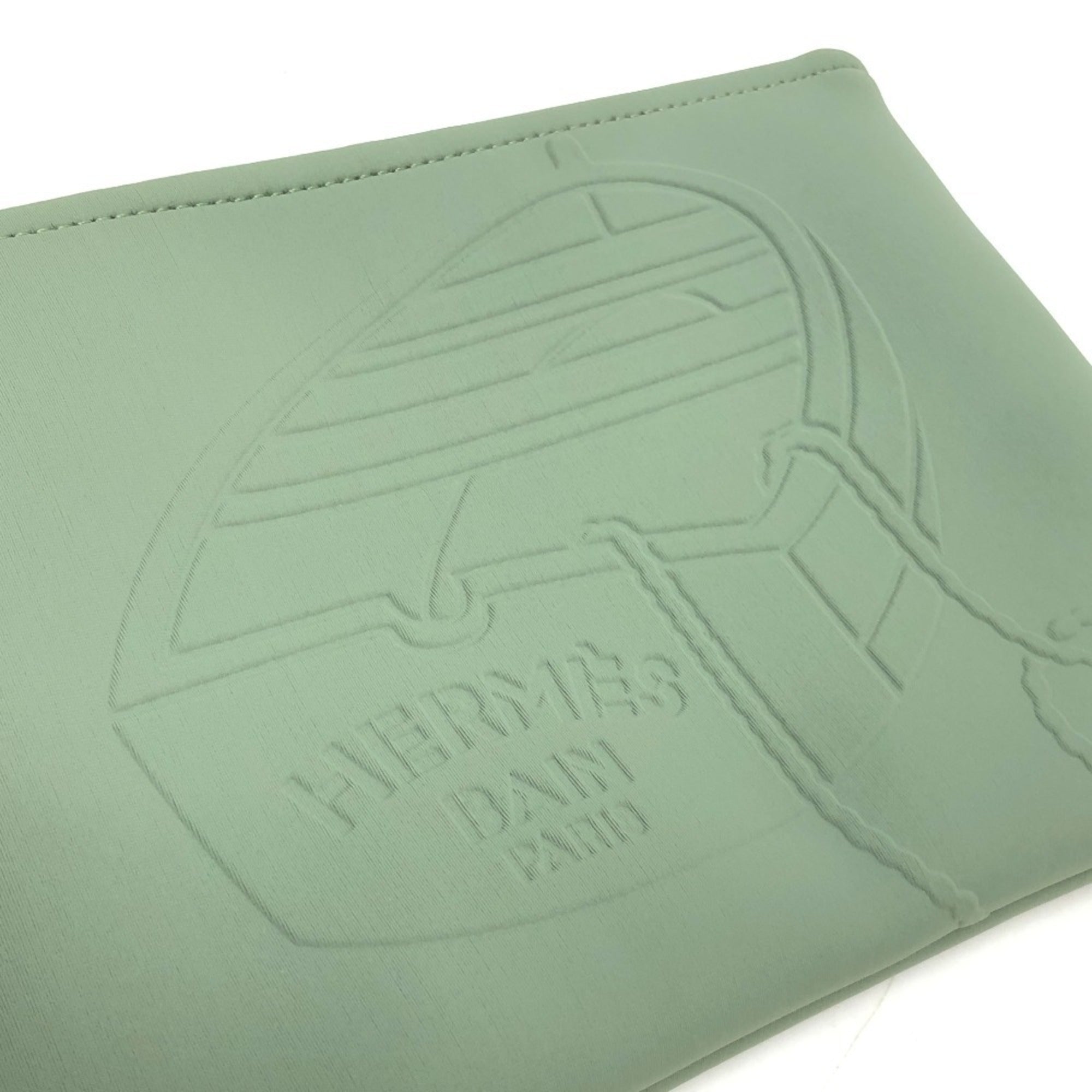 HERMES NeoBain Thalassa PM - Small item storage, flat handbag/pouch, nylon, women's, khaki, like new — Like New