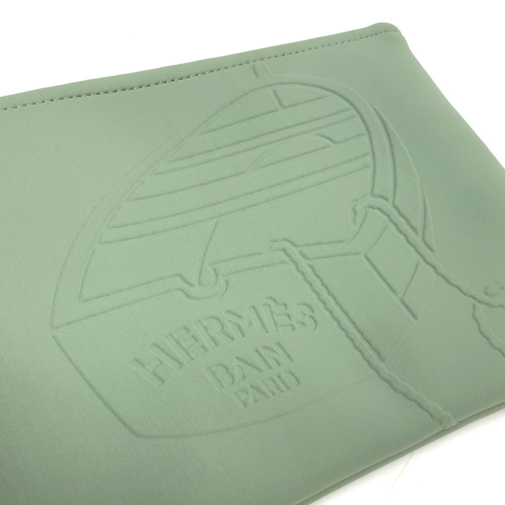 HERMES NeoBain Thalassa PM - Small item storage, flat handbag/pouch, nylon, women's, khaki, like new — Like New