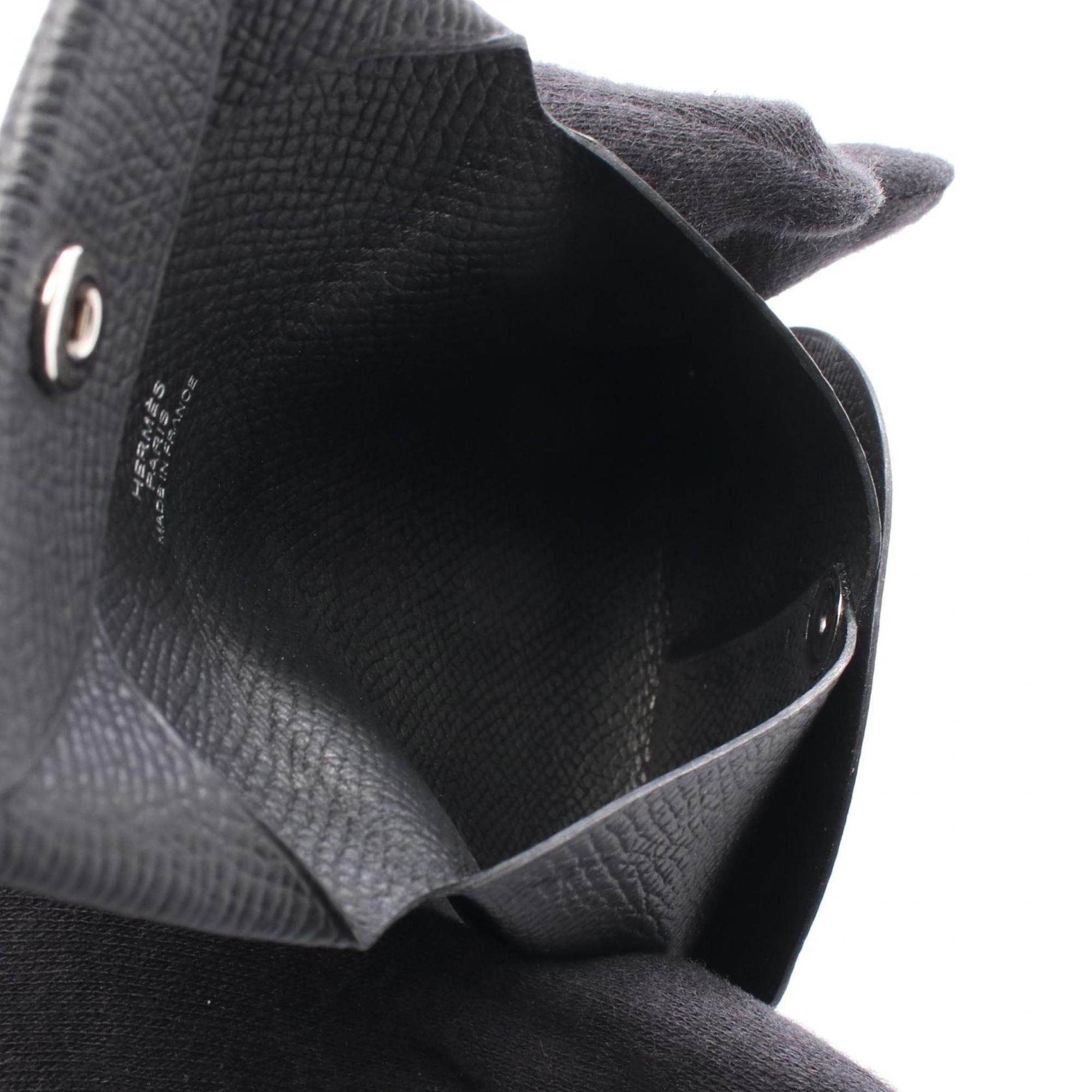 Hermes Hermès Bastia Wallet, Coin Purse, Epsom Leather, Women's, Black