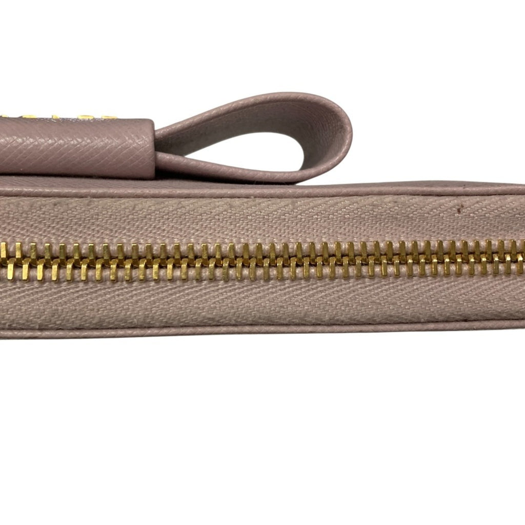 PRADA Prada Ribbon Saffiano Leather Round Zip Long Wallet 1ML506 Pink Women's