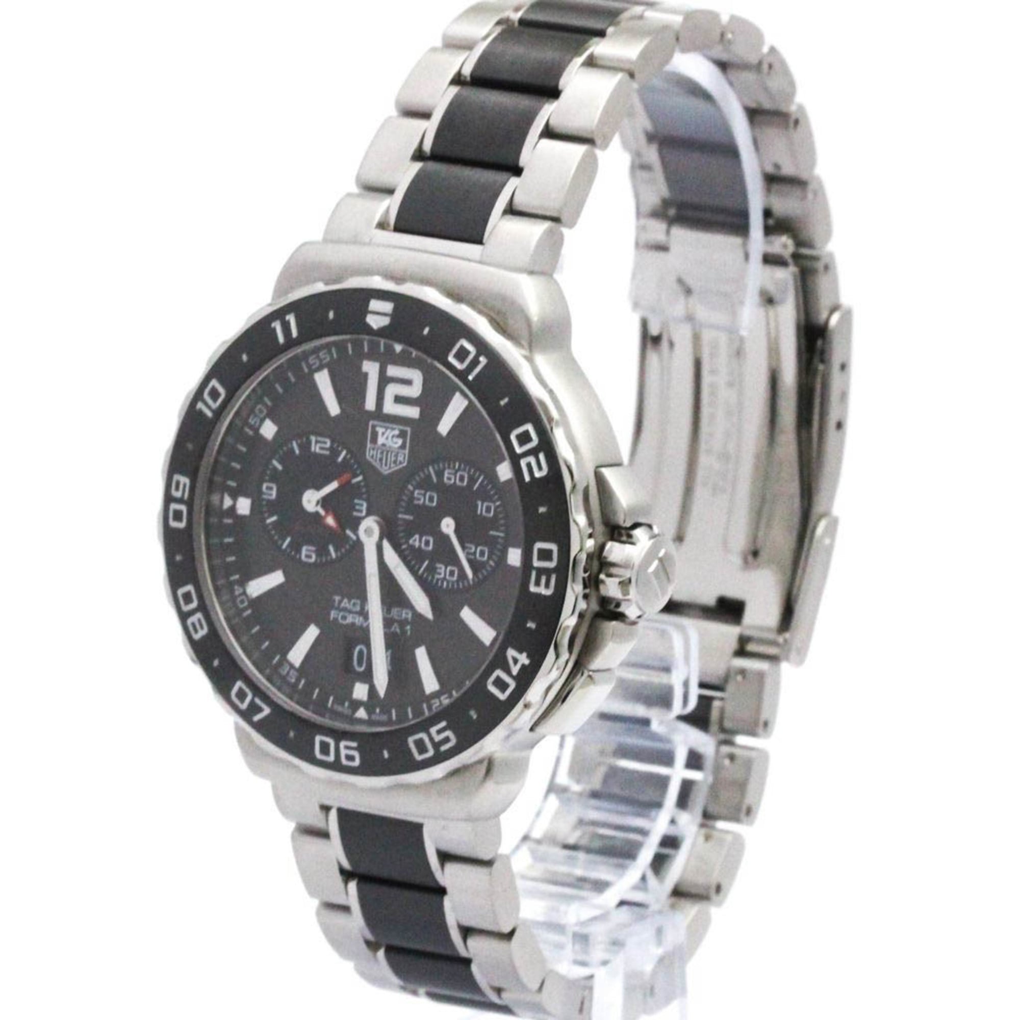 TAG HEUER Formula 1 Grand Date Alarm Steel Mens Watch WAU111C Polished — Very Good