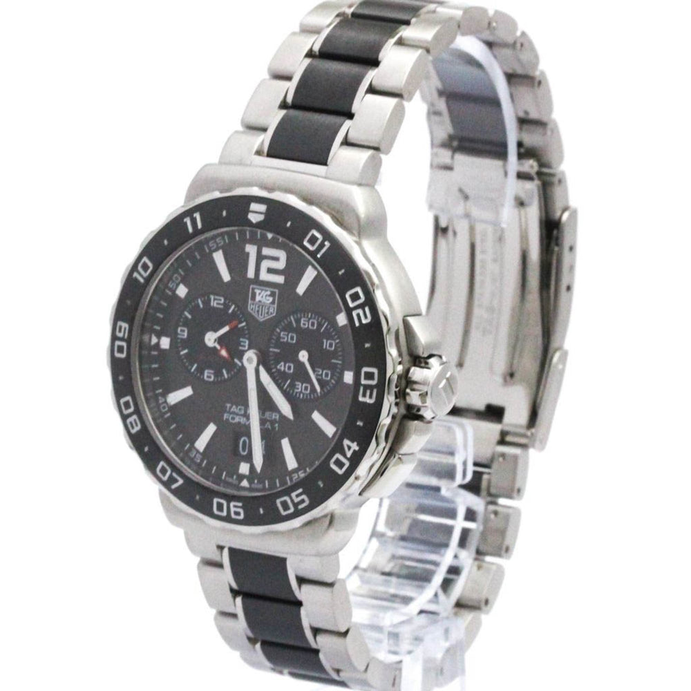 TAG HEUER Formula 1 Grand Date Alarm Steel Mens Watch WAU111C Polished — Very Good