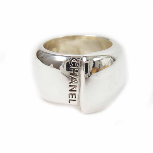 CHANEL Large Logo Ring, SV925 Silver, 19.5g, Women's