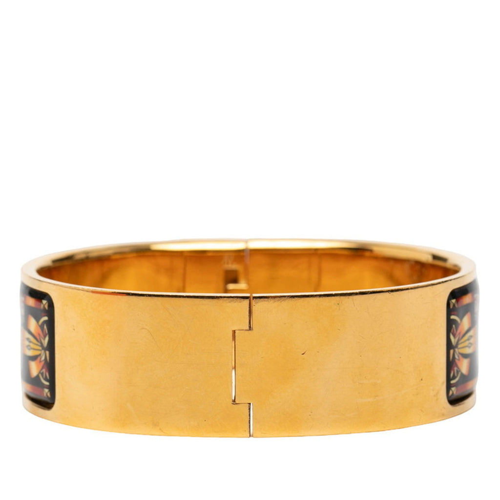 Hermes Hermès GM Emaille Rocé Horse Bangle in Gold and Multicolor Plated for Women