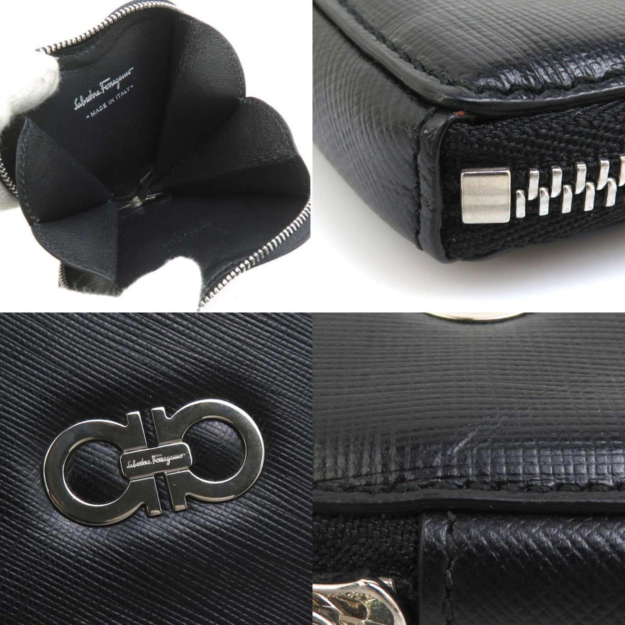 Salvatore Ferragamo Gancini Leather Wallet with Coin Purse, Black, Women's, H31894a