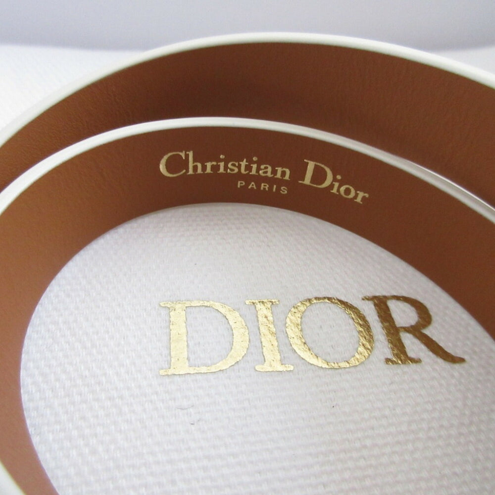 Like new Christian Dior 30 Montaigne B1760 Medium size leather ivory white double-strand double bracelet 0318 — Like New